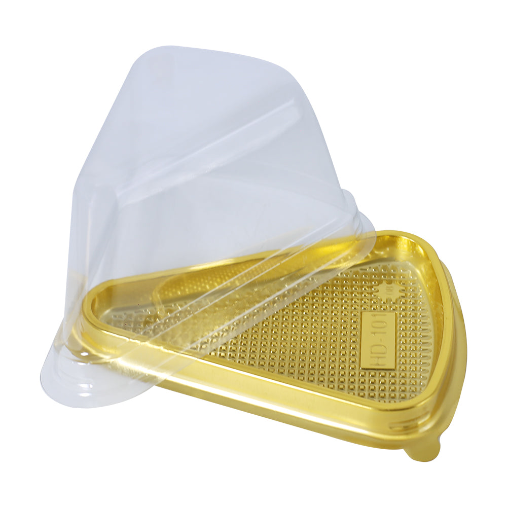 Golden Disposable Triangle Serving Cake Slice Box 5pcs Set (A05)