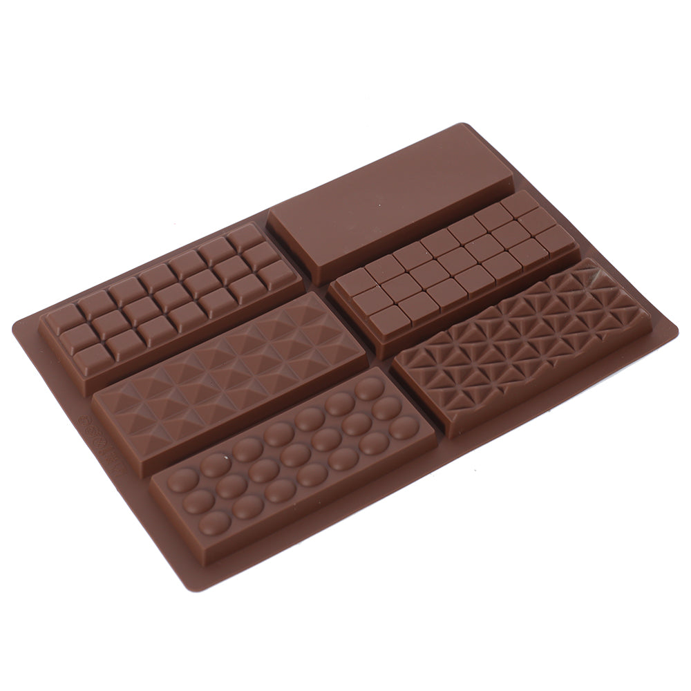 6 Design Rectangle Chocolate Bar Mold Silicone 6 Cavity