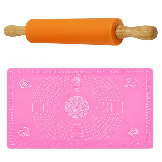 Silicone Baking Mat And Rolling Pin Set