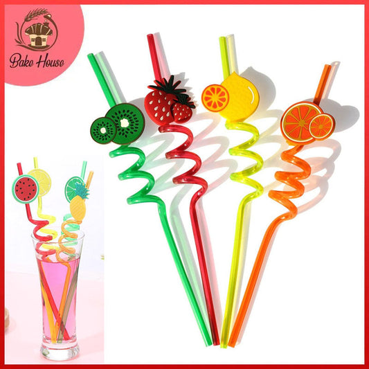 Acrylic Fruit Spiral Straws Colorful