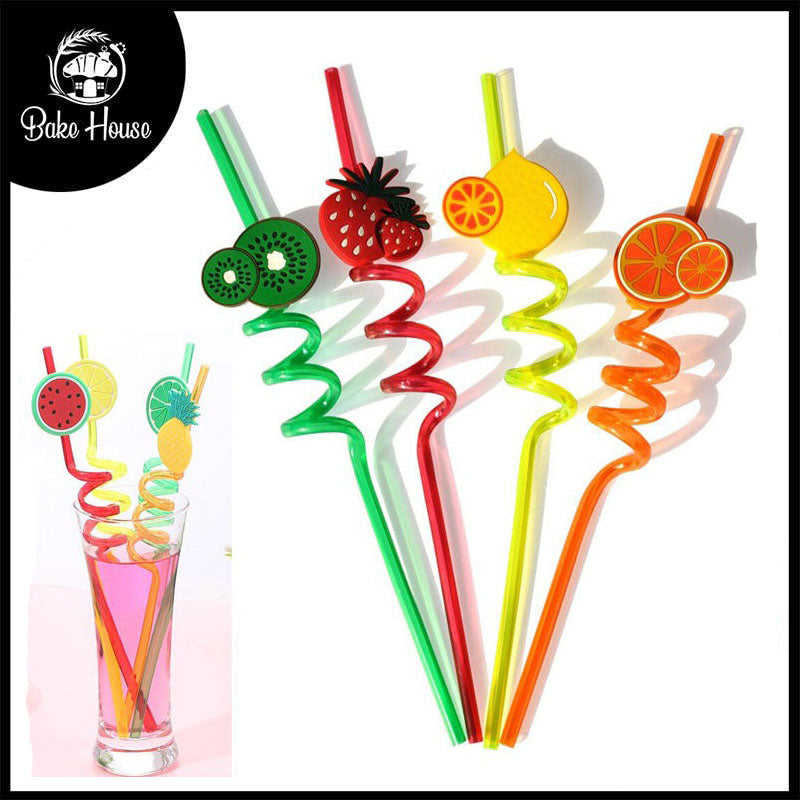 Acrylic Fruit Spiral Straws Colorful