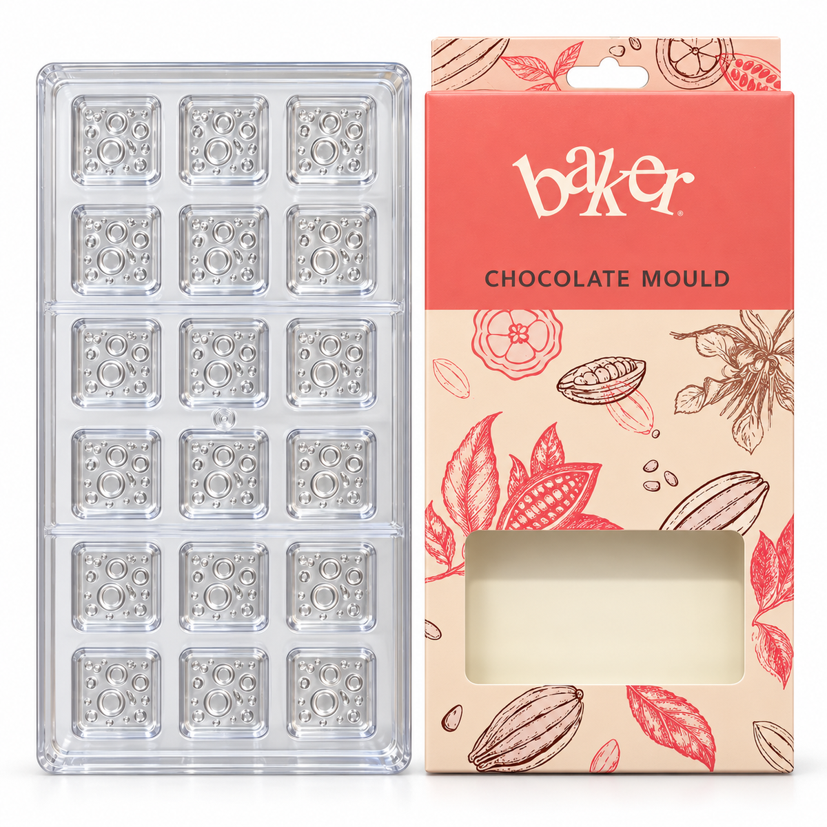 Bubble Square Shape Acrylic Chocolate Mold 18 Cavity