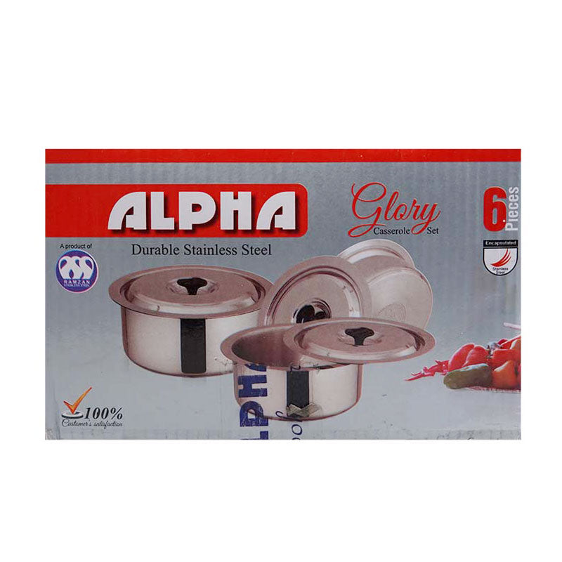 Alpha Durable Stainless Steel Casserole Pan 3 pans Set 16, 18 & 20cm