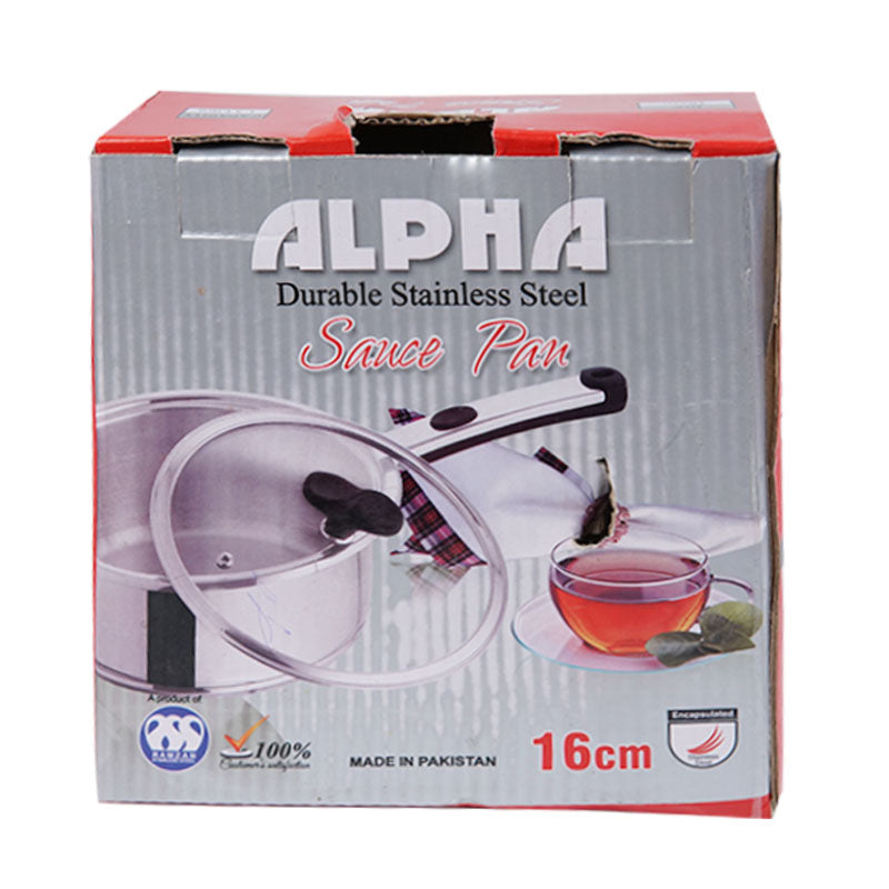 Alpha Durable Stainless Steel Sauce Pan (16cm) 1.3 Litre