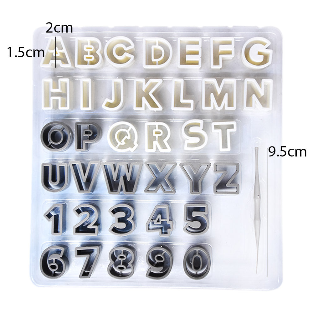 Alphabet & Number Fondant Cutter 36Pcs Set Plastic