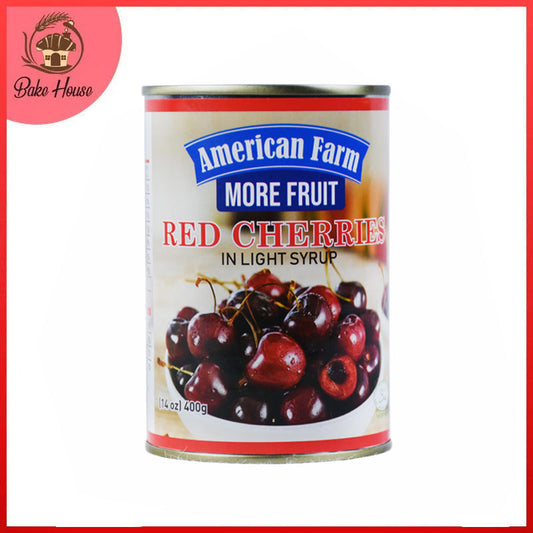 American Farm Red Cherries In Light Syrup 400gm Tin