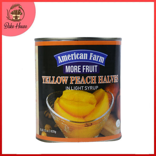 American Farm Yellow Peach Halves In Light Syrup 820g