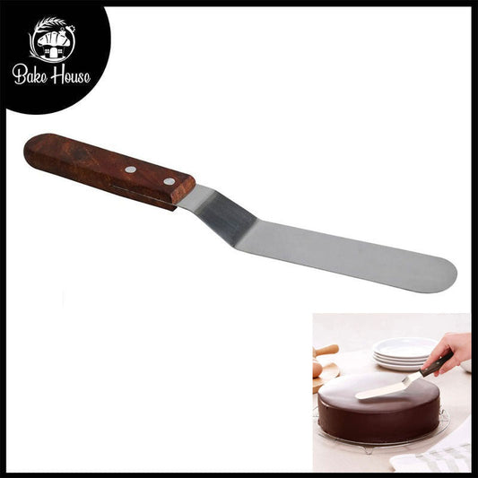 Angled Spatula Knife Steel With Wood Handle 6 Inch