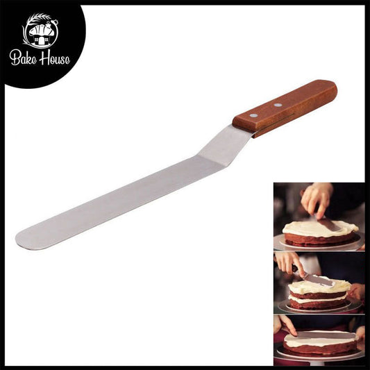 Angled Spatula Knife Steel With Wood Handle 8 Inch