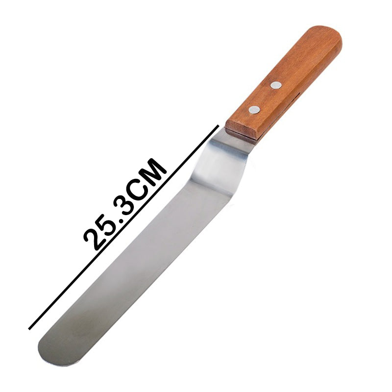 Angled Spatula Knife Steel With Wood Handle Medium