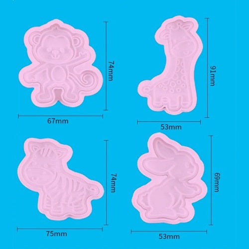 Animals Fondant & Cookie Cutters 4Pcs Set