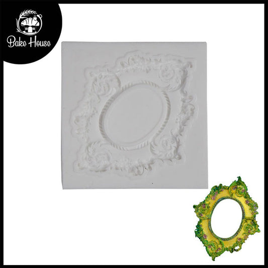 Antique Oval Frame Shape Silicone Fondant Mold