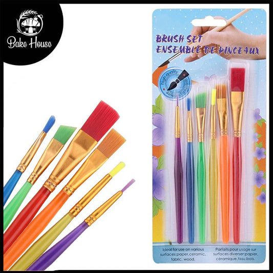 Artist Cake Paint Brushes 6Pcs Set Colorful