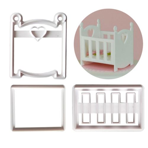 Baby Cot Plastic Fondant Cutter 3Pcs Set