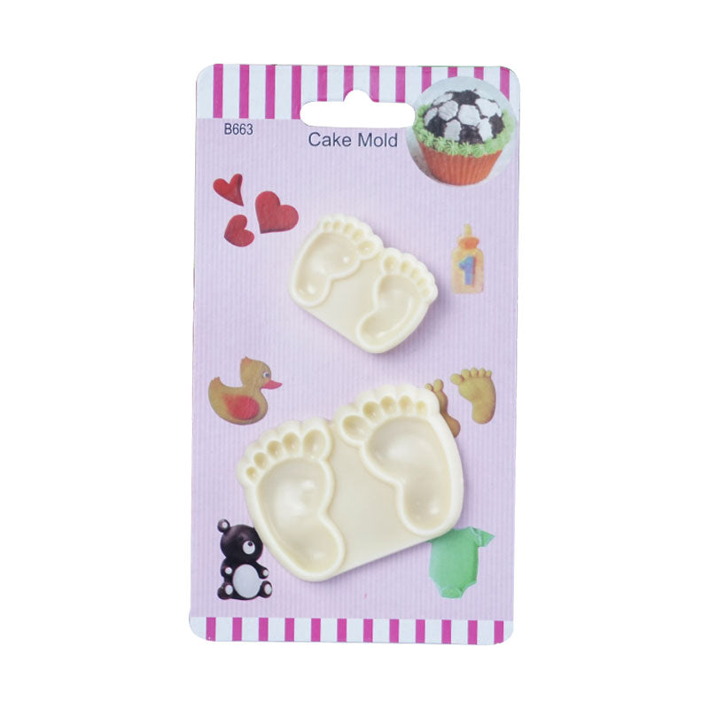 Baby Feet Fondant & Cookie Plastic Cutter 2Pcs Set