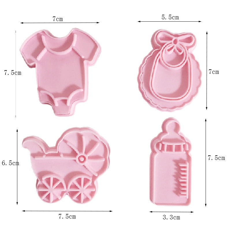 Baby Shower Fondant & Cookie Cutter 4Pcs Set