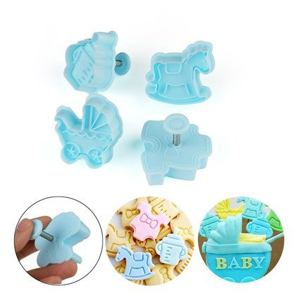 Baby Shower Fondant & Cookie Plunger Cutter 4 Pcs Set