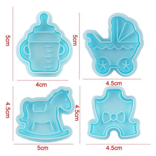 Baby Shower Fondant & Cookie Plunger Cutter 4 Pcs Set