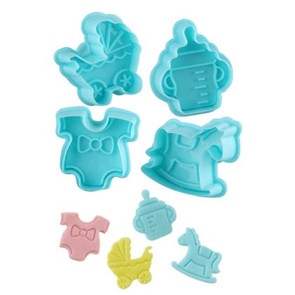 Baby Shower Fondant & Cookie Plunger Cutter 4 Pcs Set