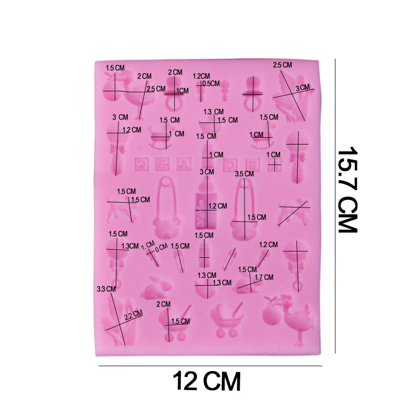 Baby Toys & Accessories Theme Silicone Fondant Mold Sheet 37 Cavity