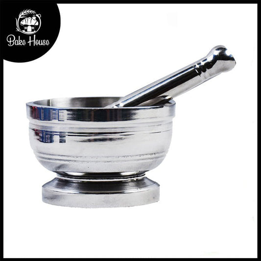 Bahoo Stainless Steel Mortar & Pestle Set Design 02, Size 02