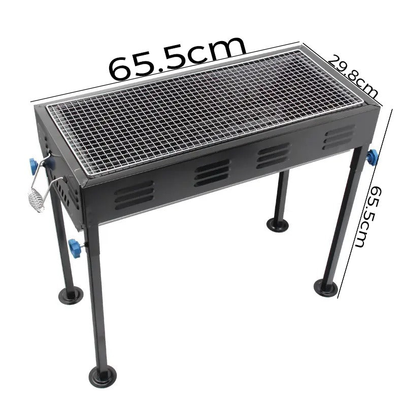 Barbecue Grill Stand With 2 Sizes Wire Grill & Iron Plate, Adjustable Height