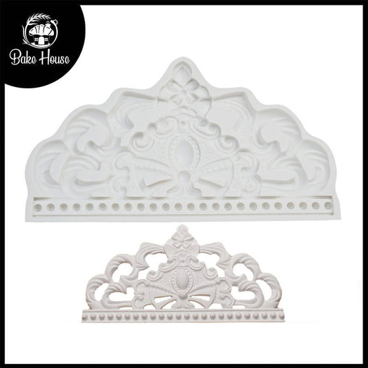 Baroque Style Big Size Crown Cake Topper Decoration Silicone Fondant Mold Design 02