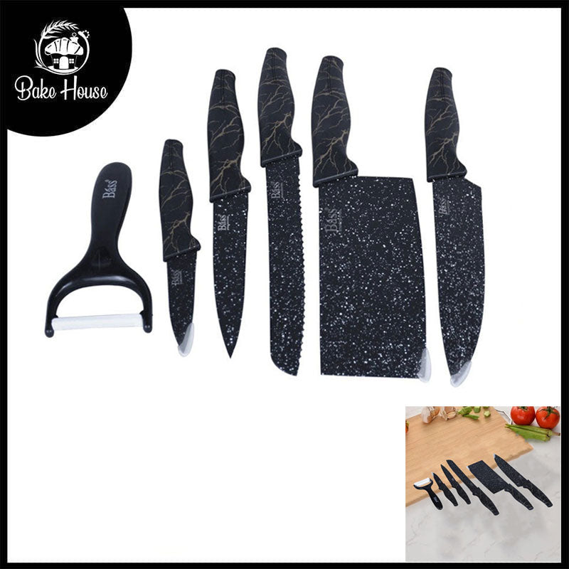 Bass 6 Pcs Stainless Steel Non Stick Coating Kitchen Knife Set