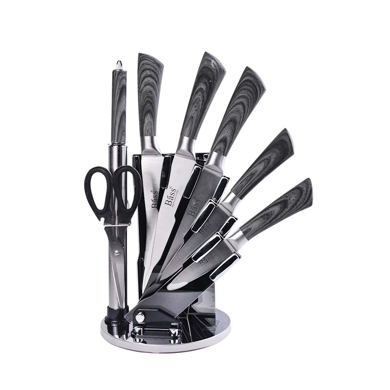 Bass Stainless Steel Knife Set with Revolving Stand Bake House The
