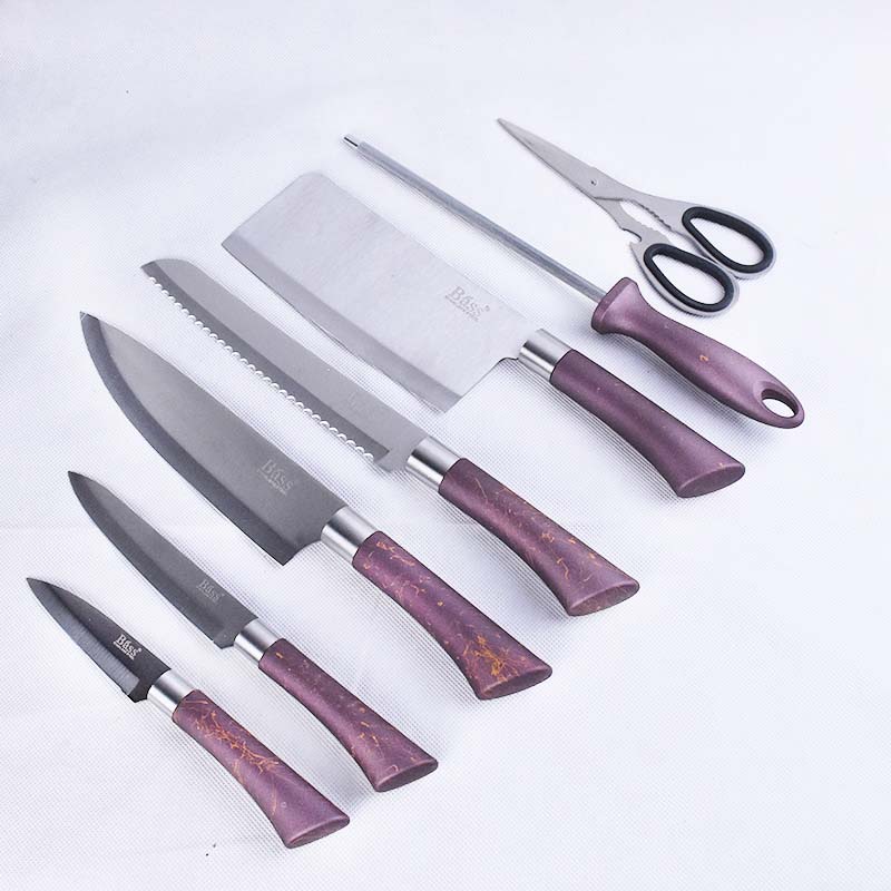 Bass Kitchen Knife Set Of 7 Piece - Purple