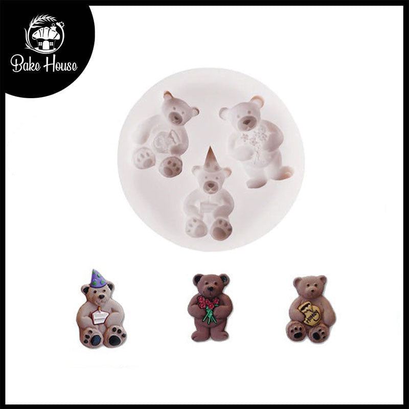 Bear Family Silicone Fondant Mold 3 Cavity