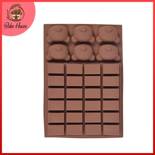 Bears & Bear Embossed Blocks Siliocne Chocolate Mold