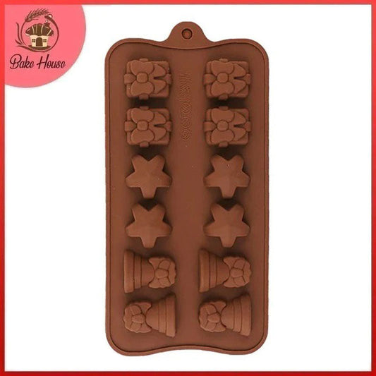 Bell,Star & Gift Box Silicone Chocolate & Candy Mold 12 Cavity