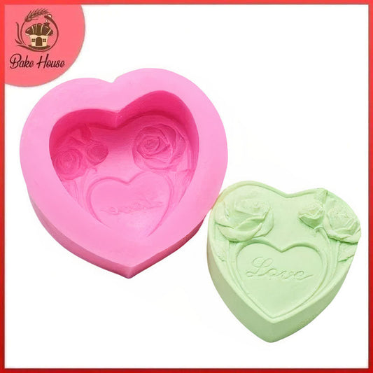 Big Love Heart With Roses Silicone Fondant & Cake Baking Mold