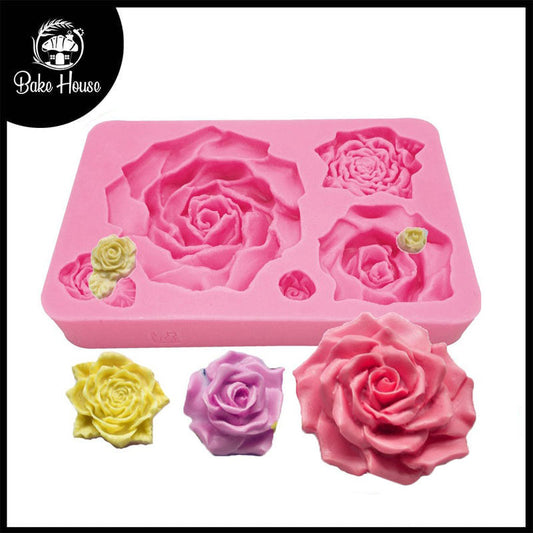 Big Roses Silicone Fondant Mold 5 Cavity