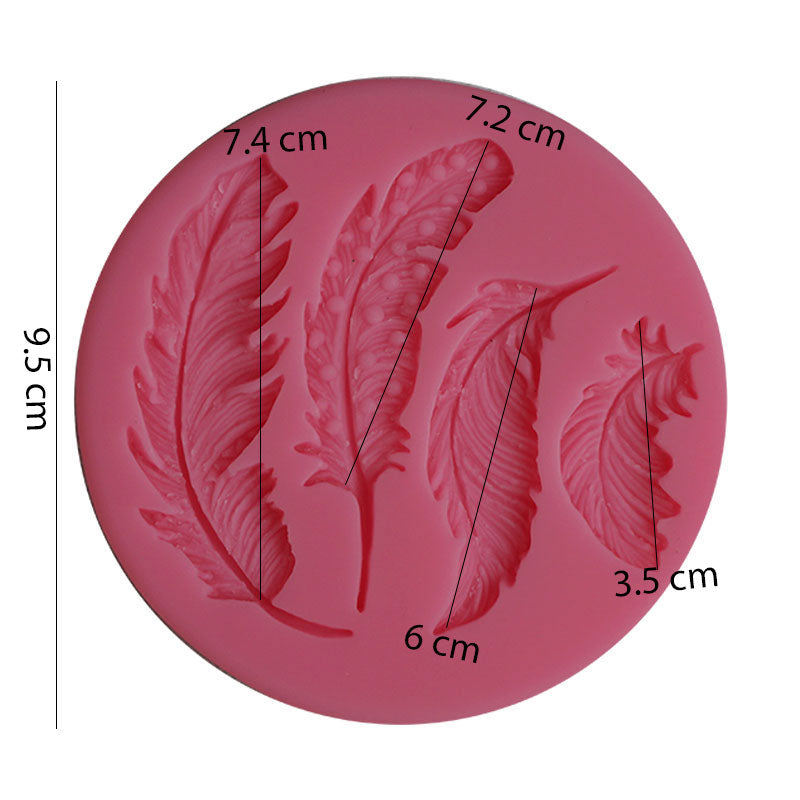 Bird Feathers Silicone Fondant Mold 4 Cavity Design 02