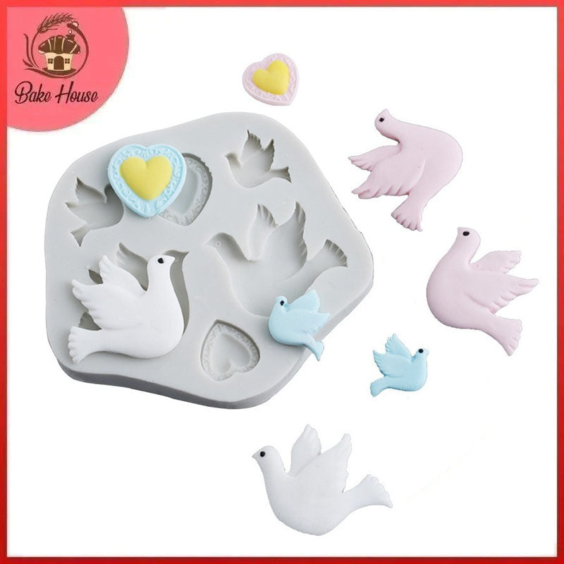 Birds With Hearts Silicone Fondant & Chocolate Mold