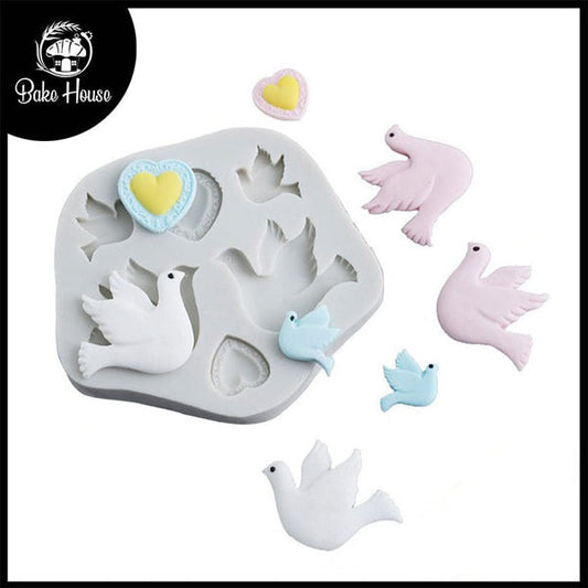 Birds With Hearts Silicone Fondant & Chocolate Mold