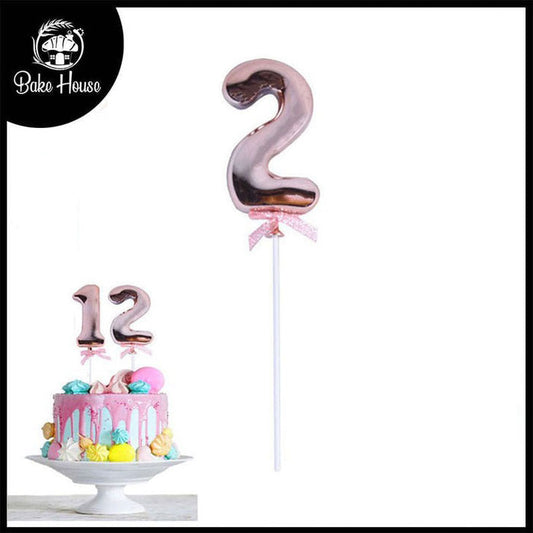 Birthday Anniversary Cake Decoration Number Topper 2 (Two) Copper