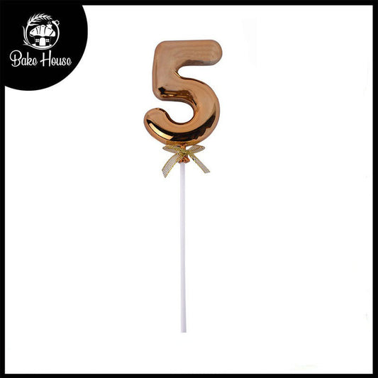 Birthday Anniversary Cake Decoration Number Topper 5 (Five) Golden