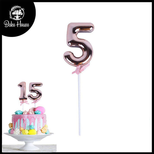 Birthday Anniversary Cake Decoration Number Topper 5 (Five) Copper