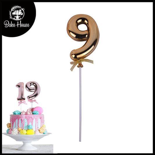 Birthday Anniversary Cake Decoration Number Topper 9 (Nine) Golden