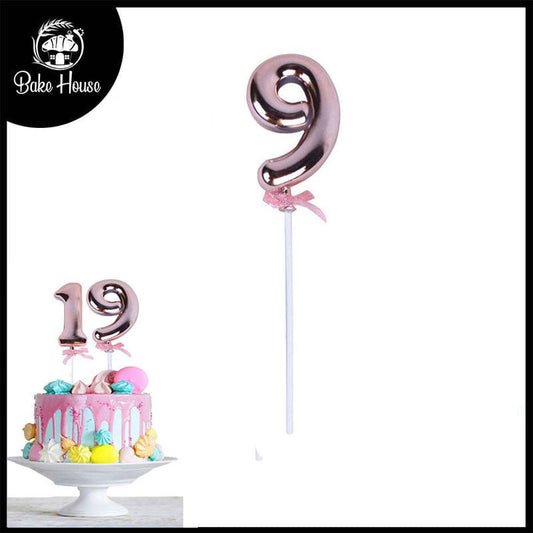 Birthday Anniversary Cake Decoration Number Topper 9 (Nine) Copper