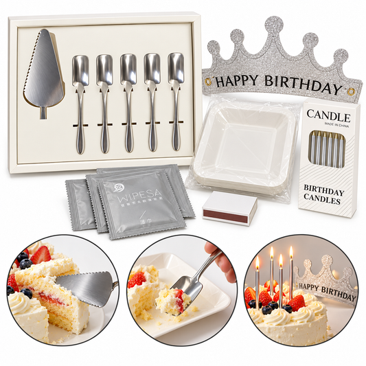 Birthday Cake Cutting & Serving Gift Set with Party Accessories