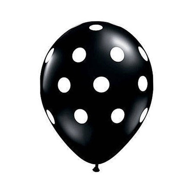 Black Balloons White Dotted 10Pcs Pack