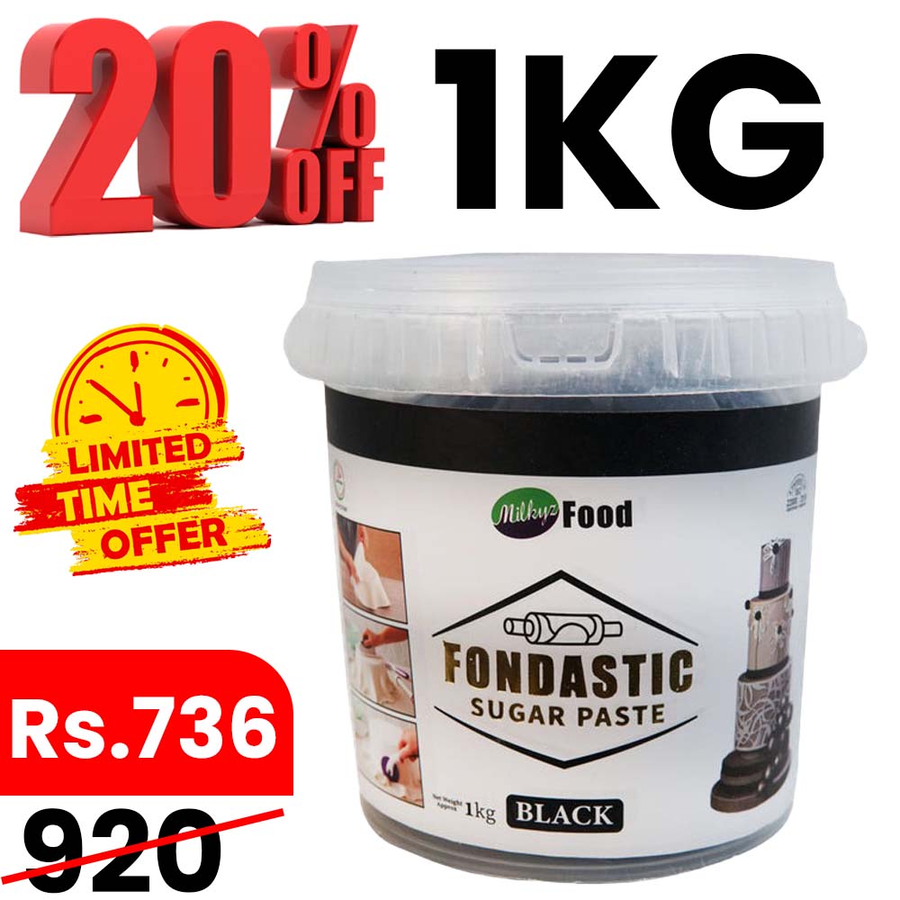 Milkyz Food Fondastic Black Fondant Sugar Paste 1Kg