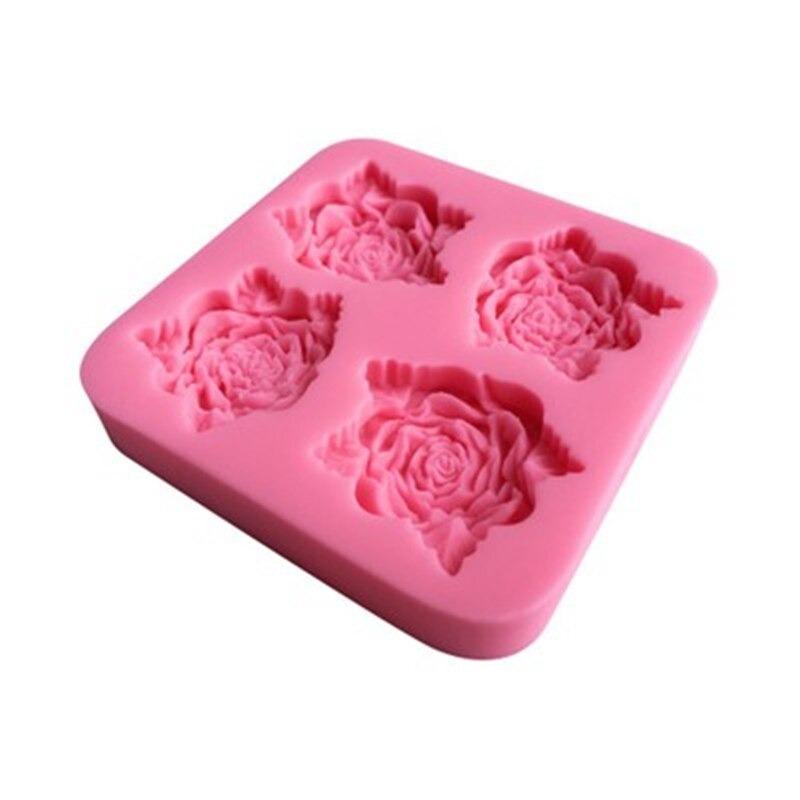 Blooming Rose Silicone Fondant & Chocolate Mold 4 Cavity