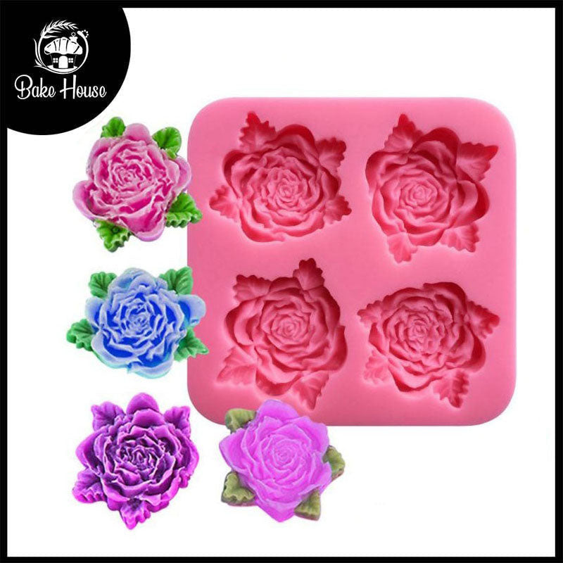 Blooming Rose Silicone Fondant & Chocolate Mold 4 Cavity