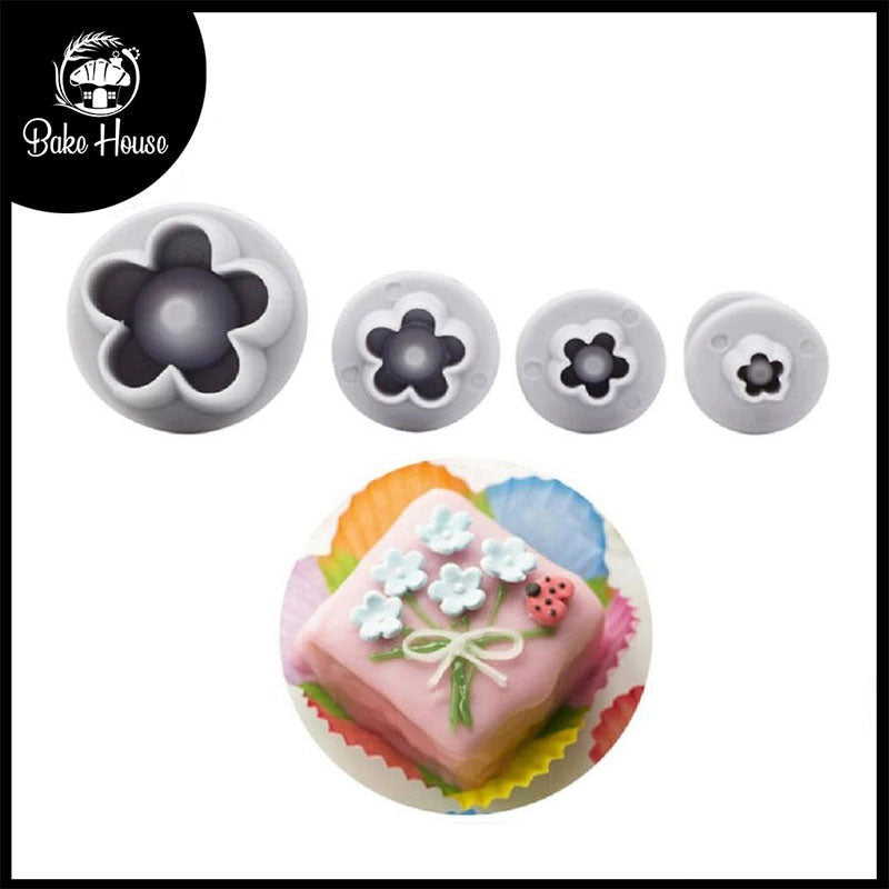 Blossom Flower Fondant Plunger Cutter 4Pcs Set Plastic