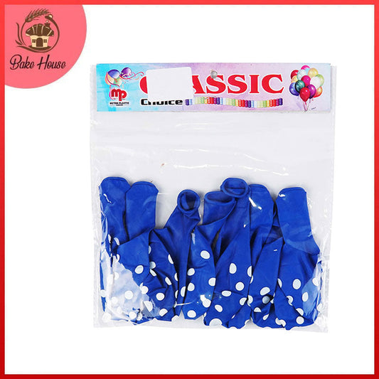 Blue Balloons White Dotted 8Pcs Pack